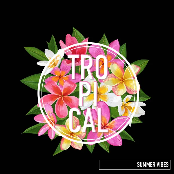 Tropical Floral Summer Design. Plumeria Fleurs — Image vectorielle