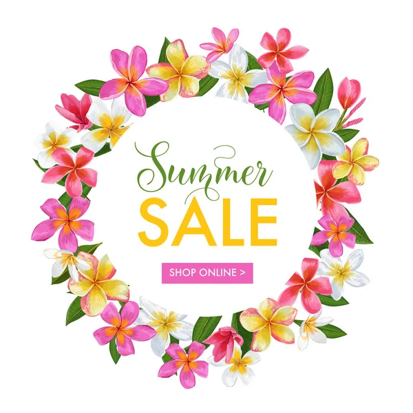 Banner floral de venda de verão. Anúncios de desconto sazonal — Vetor de Stock