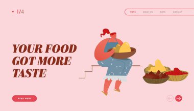 Geleneksel Yemek Yemekleri ve Holi Festivali İniş Sayfası için Bakkal Malzemeleri. Taze Egzotik Yemek Satan Kadın