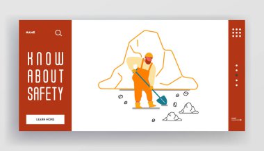 Maden İşçisi Kömür Madeni Quarry Web Sitesi İniş Sayfasında. Karbon Çıkarma Endüstrisi İstihdam, Ore ve Mineraller