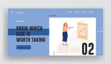 Finansal Kriz, Yatırım Durgunluğu Web Sitesi İniş Sayfasında. Arrow Down, Falling Chart Web Sayfası Afişi 'yle Chartboard' da duruyor. Çizgi film Düz Vektör İllüstrasyonu
