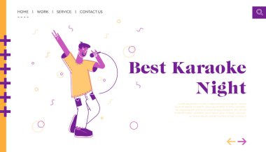 Mutlu Adam Karaoke Bar Web Sitesi İniş Sayfasında Şarkı Söylüyor. Erkek Karakterinin Parti Şarkısı Var