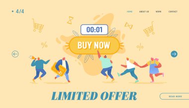 Kara Cuma Alışveriş, Toplu Satış Sitesi İniş Sayfası. Buy Now yazısıyla Dev Düğme 'yi satın alan mutlu insanlar. Megaphone Web Sayfası Banner Çizgi Filmi Düz Vektör İllüstrasyonlu Tanıtımcı