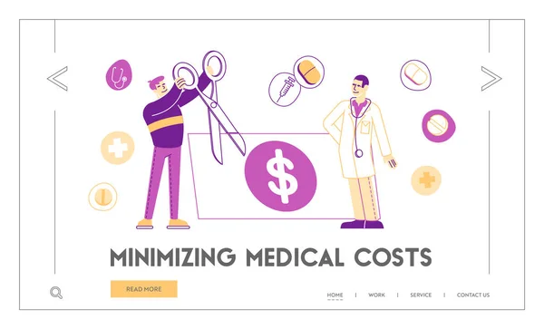 Prezzo medico, servizi medici e costi sanitari e spese Landing Page Template — Vettoriale Stock