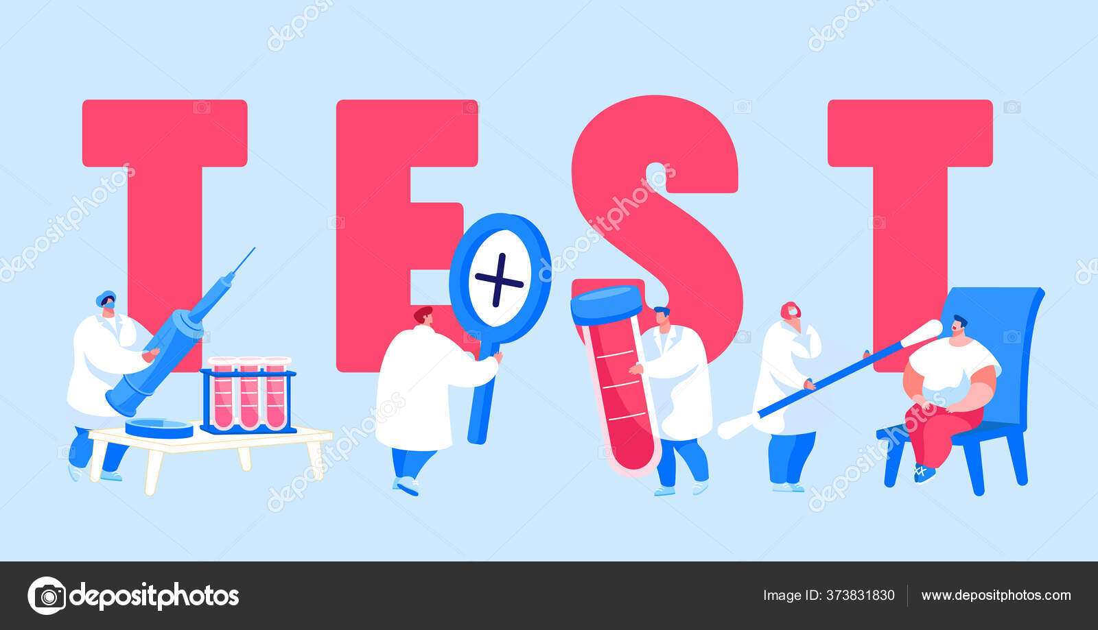 Disease　©woodhouse　People　Dna,　Express　Laboratory　Blood　and　Aids,　Characters　with　Test　in　Vector　Concept.　for　Flasks　Flyer.　Tiny　Patients　Doctors　Cartoon　Poster　Glass　Vector　Diagnostics　Covid　by　19　Banner　Illustration　Stock