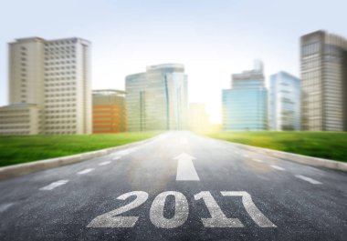 Mutlu yeni yıl yol şehrin 2017