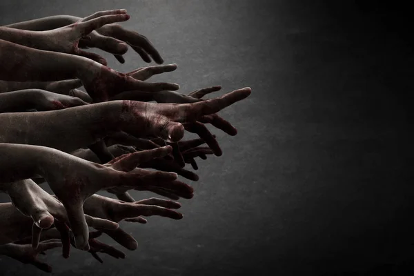 Zombie ręce w ciemnym pokoju — Zdjęcie stockowe