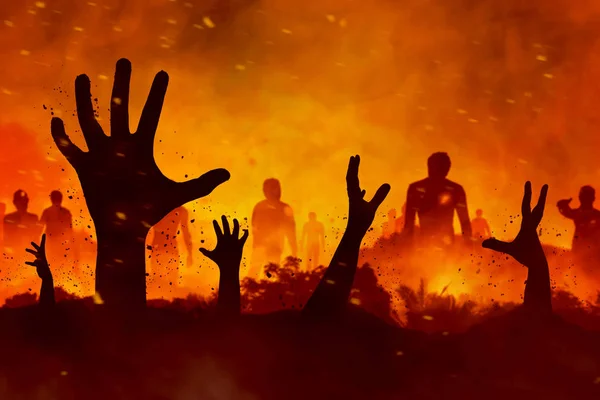 Halloween konceptet zombies hand siluett — Stockfoto