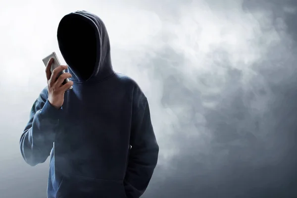 Hacker Using Mobile Phone — Stock Photo, Image