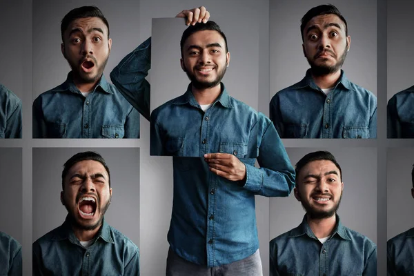 Hombre Con Diferentes Emociones — Foto de Stock