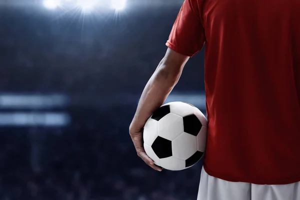 Soccer Player Holding Soccer Ball — Stock Photo, Image