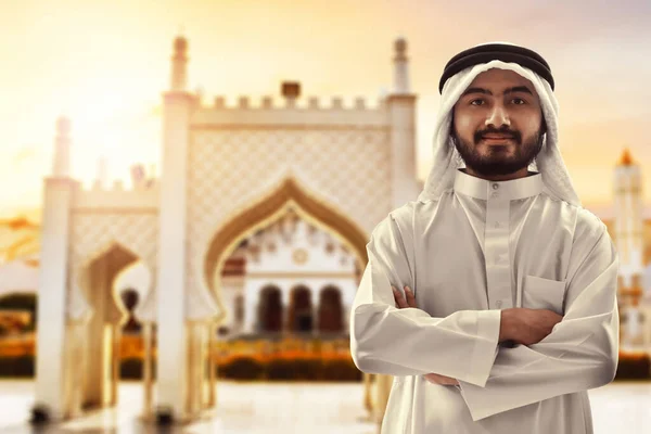 Portrait of young arab man at Baiturrahman Grand Mosque, Banda Aceh,Indonesia