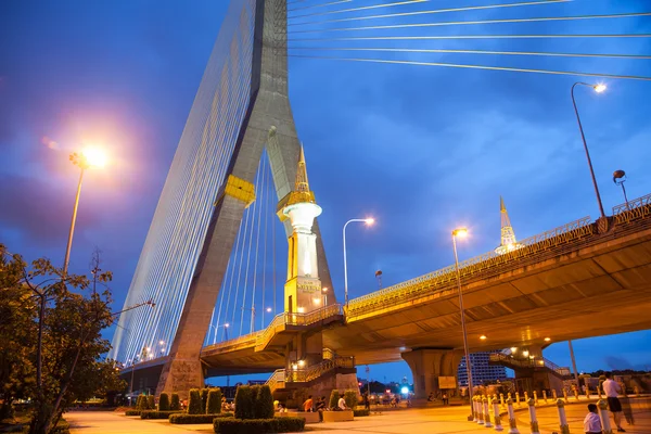 Rama VIII Köprüsü, gece. — Stok fotoğraf