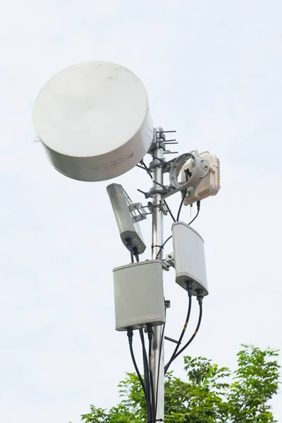 Telecommunication Equipment on Poles — Stock Photo, Image