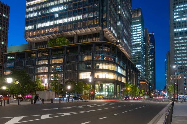 Edificio Rascacielos Tokio Ciudad Por Noche Calle Oficina Japón Noche — Foto de Stock