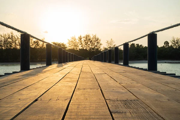 Wooden Bridge Sea Sunset Sunlight Sun Evening — Stock Photo, Image