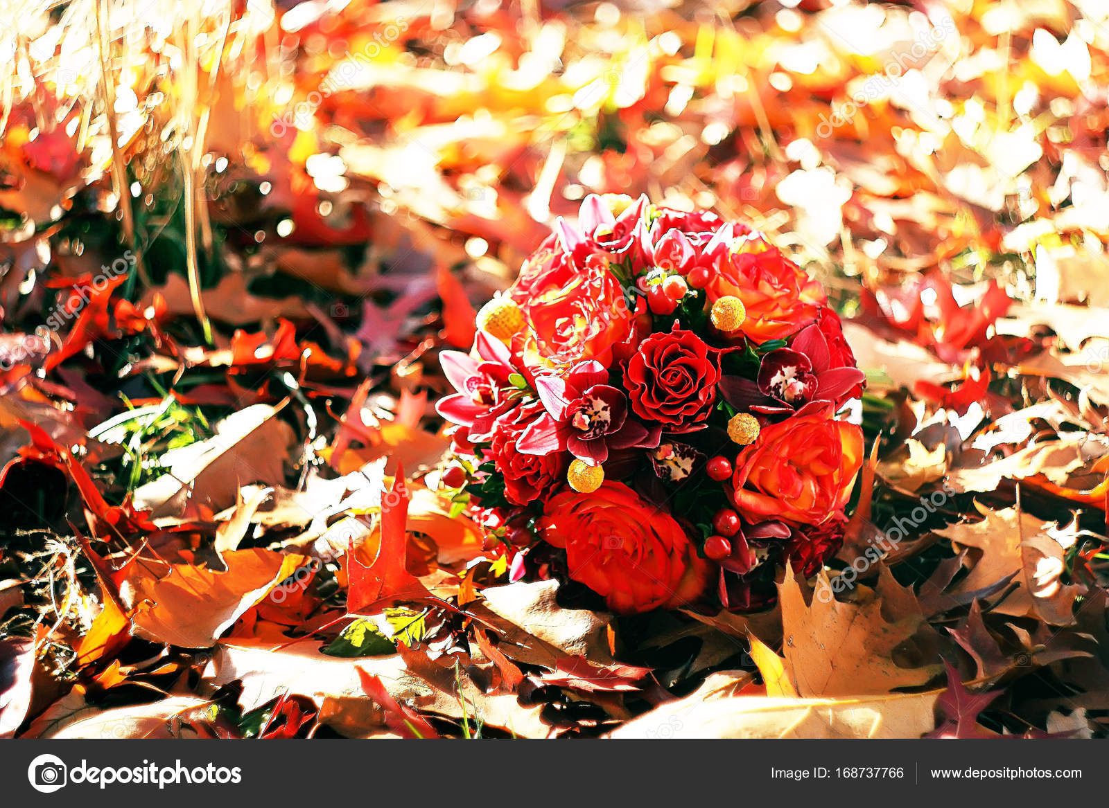 Burgundy And Yellow Wedding Bouquets