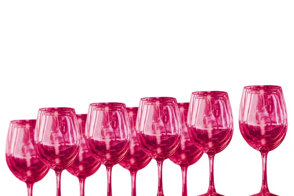 Set de copas de vino de color rosa rojo — Foto de Stock