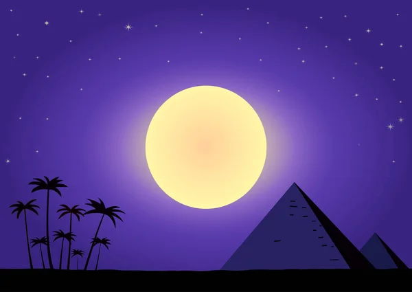 Notte estiva con piramidi — Vettoriale Stock