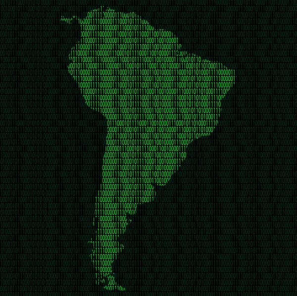Silhouette de l'Amérique du Sud à partir de chiffres binaires — Image vectorielle