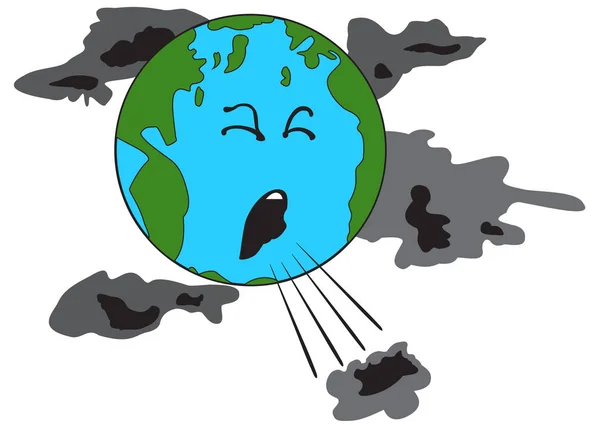 Coughing planet Earth — Stock Vector