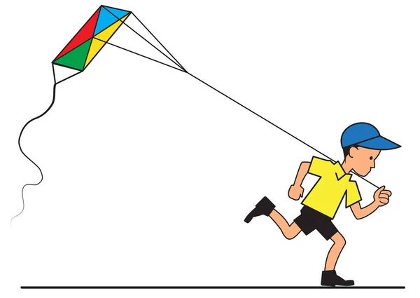 Boy with kite flying — Stock Vector