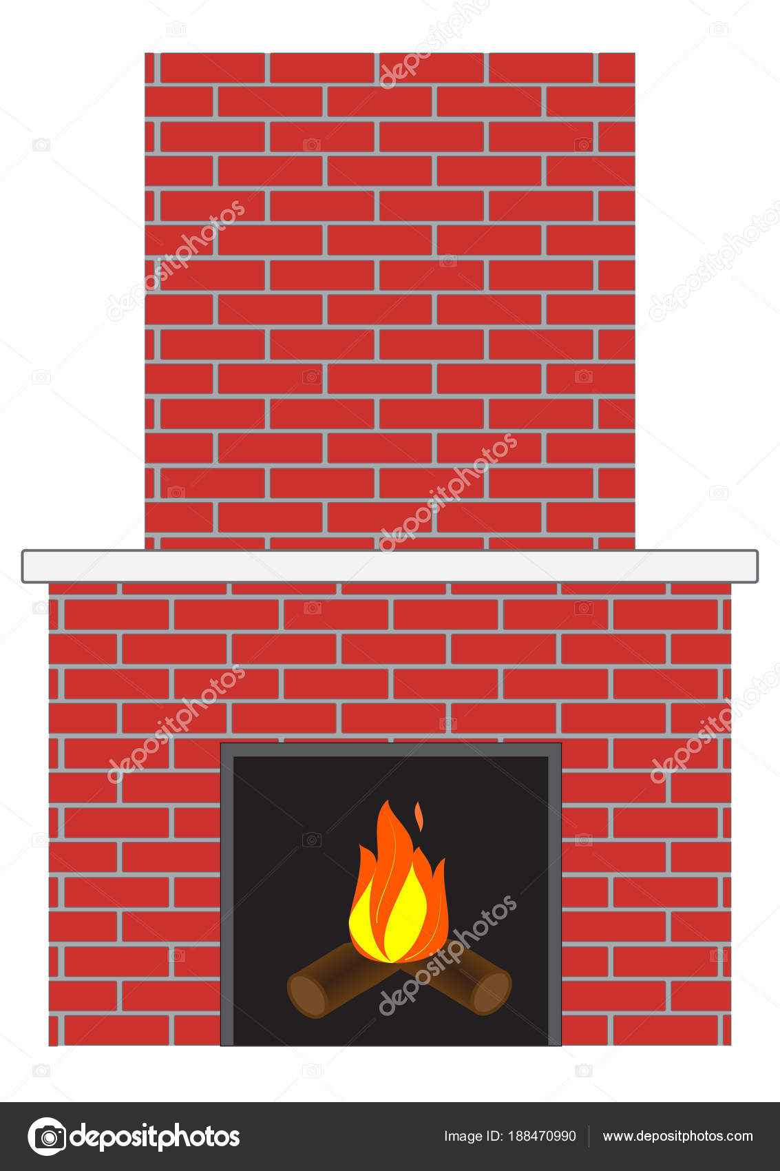 Brick Fireplace With Fire Stock Vector C Rolaks 188470990
