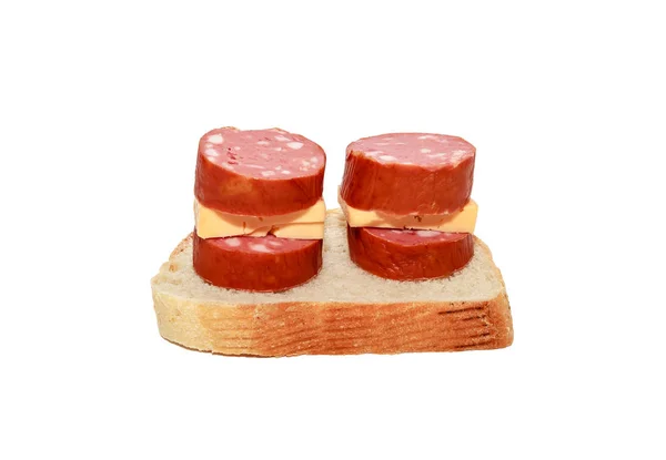 Emparedado con salchicha y queso — Foto de Stock