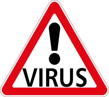 Virüs kelimesiyle uyarı işareti