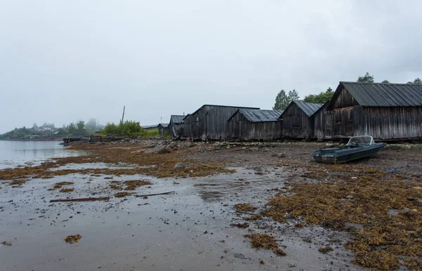 White Sea Old Slip Dock Chupa Karelia Old Wooden Building — Stock Photo, Image