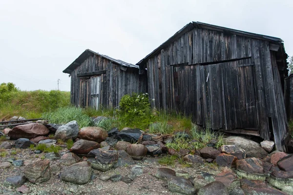 Beyaz Deniz Eski Kayıp Rıhtım Eski Ahşap Bina Chupa Karelya — Stok fotoğraf
