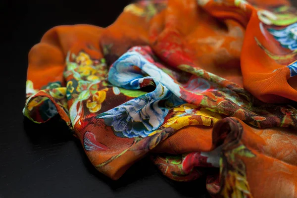 Color Textil Silk Fabric Pleats Close — Stock Photo, Image
