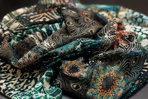 Cor Textil Tecido Seda Com Pregas Perto — Fotografia de Stock