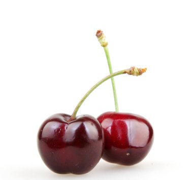 Beyaz arkaplanda kiraz izole