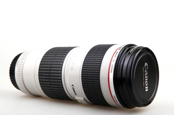 Aytos, Bulgaria - June 04, 2017: Canon EF 70-200mm f/4L USM Lens. Canon Inc. is a Japanese multinational corporation specialized in the manufacture of imaging and optical products. — Stock Photo, Image