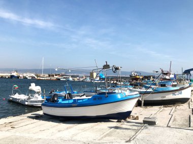 Nesebar, Bulgaristan - 06 Ekim 2017: Tatil beldesi ve antik kent Nesebar Bulgaristan.