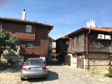 Nesebar, Bulgaristan - 06 Ekim 2017: Tatil beldesi ve antik kent Nesebar Bulgaristan.