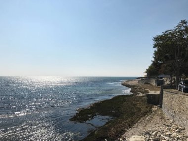 Nesebar, Bulgaristan - 06 Ekim 2017: Tatil beldesi ve antik kent Nesebar Bulgaristan.