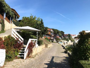 Nesebar, Bulgaristan - 06 Ekim 2017: Tatil beldesi ve antik kent Nesebar Bulgaristan.