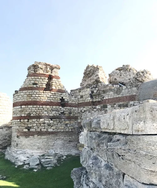 Nesebar 保加利亚 2017年10月06日 西部堡垒墙壁在科教文组织世界遗产镇 — 图库照片
