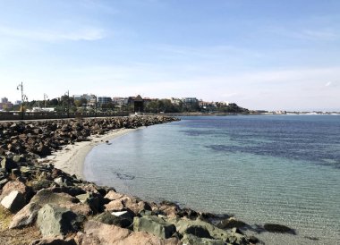 Nesebar, Bulgaristan - 06 Ekim 2017: Tatil beldesi ve antik kent Nesebar Bulgaristan.