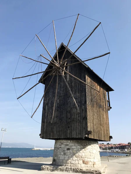 Nesebar Bulharsko Října 2017 Starý Větrný Mlýn Starobylého Města Nesebaru — Stock fotografie