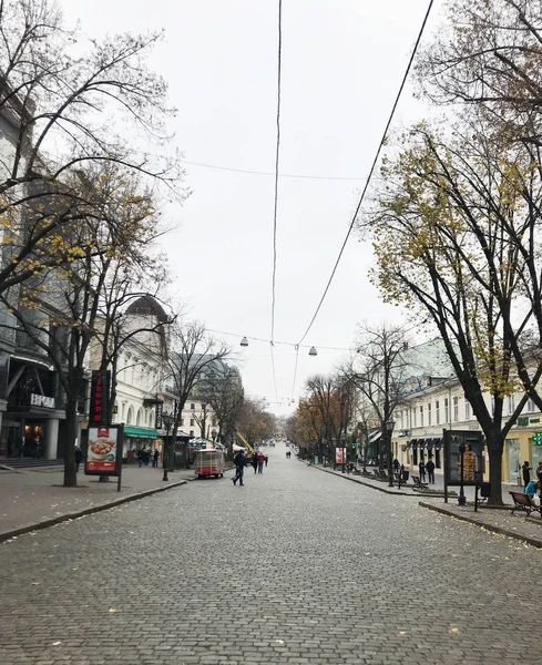 Odessa Ucrânia Novembro 2017 Ulitsa Deribasovskaya Uma Passarela Para Pedestres — Fotografia de Stock