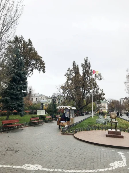 敖德萨 乌克兰 2017年11月17日 Ulitsa Deribasovskaya 是一个步行道在敖德萨的心脏 乌克兰 — 图库照片