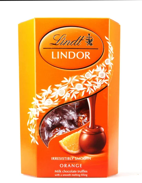 Pomorie Bulgaria January 2018 Box Lindt Lindor Chocolate Truffles Chocoladefabriken — Stock Photo, Image