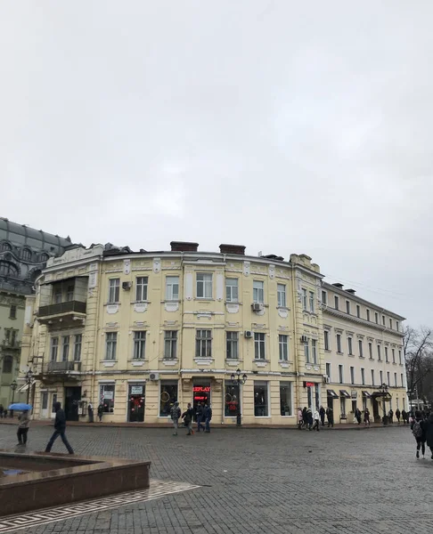 Odessa Ukrajna 2017 December Ember Látogat Hretska Tér Egyik Legfontosabb — Stock Fotó