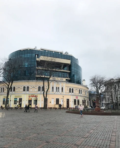 Odessa Ucrania Diciembre 2017 Gente Visita Plaza Hretska Una Las —  Fotos de Stock