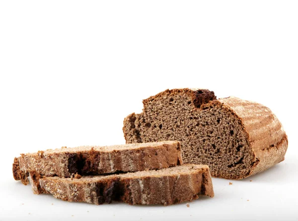 Černý Chléb Izolované Bílém Pozadí — Stock fotografie