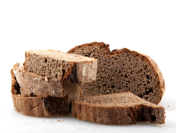 Μαύρο Ψωμί Που Απομονώνονται Λευκό — Φωτογραφία Αρχείου