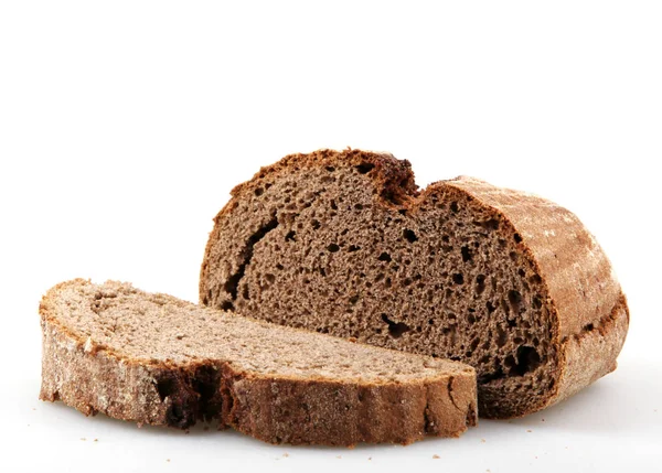 Černý Chléb Izolované Bílém — Stock fotografie